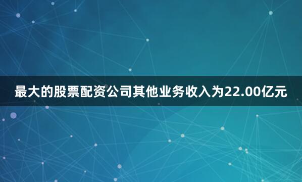 最大的股票配资公司其他业务收入为22.00亿元